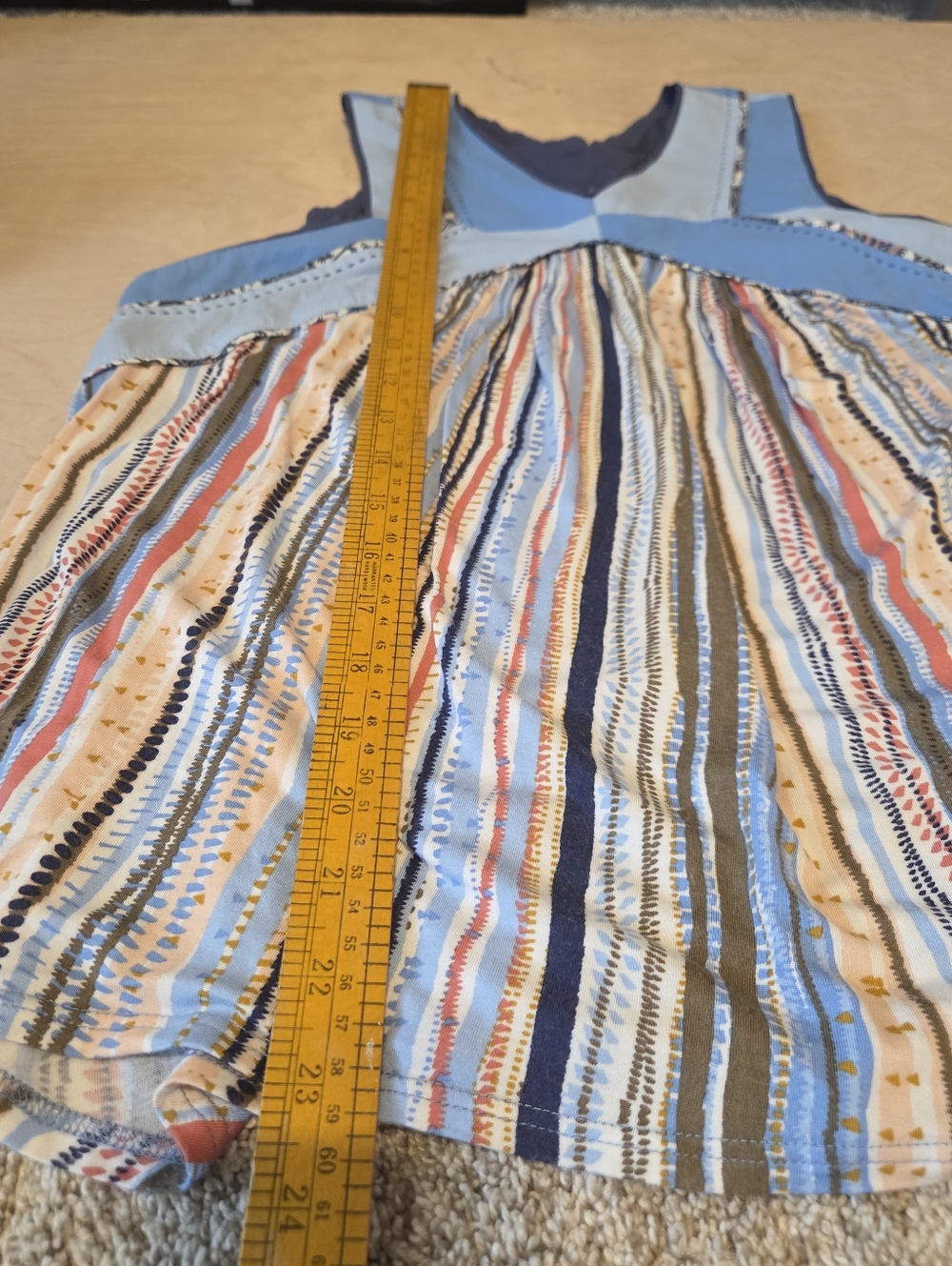 Anthropologie One September Fit And Flare Blue Striped Tank Top Blouse - Picture 9 of 11